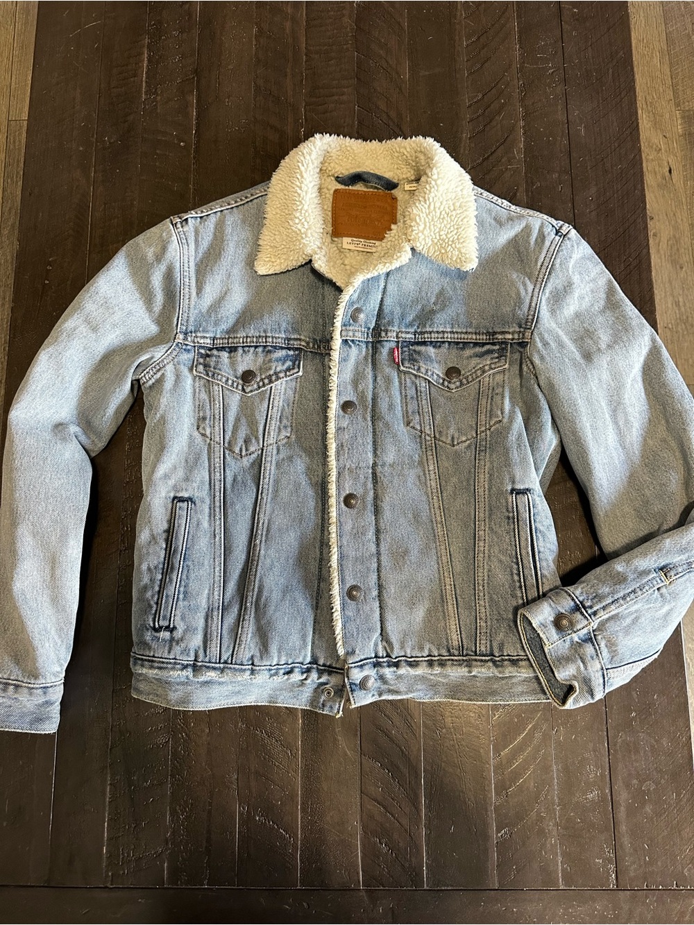 Levi's Light Blue Denim Sherpa-Trim Jacket